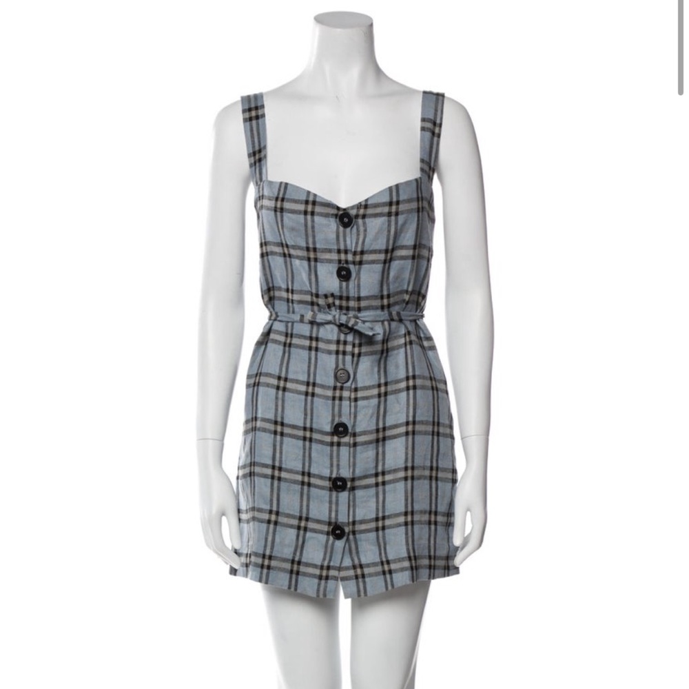 Reformation button Down blue mini dress